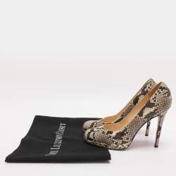 Pre Owned حذاء كعب عالي كريستيان لوبوتان "سيمبل" بايثون بني/بيج مقاس 38.5