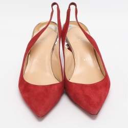 مملوكة مسبقًا Christian Louboutin Lemer Size 37 Red Suede Slingback Pumps