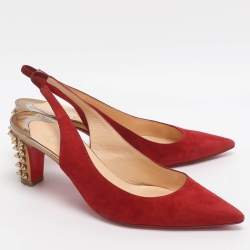 مملوكة مسبقًا Christian Louboutin Lemer Size 37 Red Suede Slingback Pumps