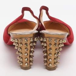 مملوكة مسبقًا Christian Louboutin Lemer Size 37 Red Suede Slingback Pumps