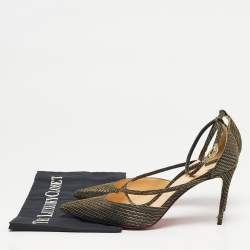 Pre Owned حذاء كعب عالي كريستيان لوبوتان كروس بليك دورساي لامع أسود مقاس 39