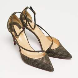 Pre Owned حذاء كعب عالي كريستيان لوبوتان كروس بليك دورساي لامع أسود مقاس 39