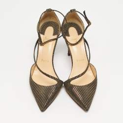 Pre Owned حذاء كعب عالي كريستيان لوبوتان كروس بليك دورساي لامع أسود مقاس 39