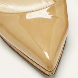 مملوكة مسبقًا حذاء كعب عالي كريستيان لوبوتان بيغال بلاتو جلد لامع بيج مقاس 38