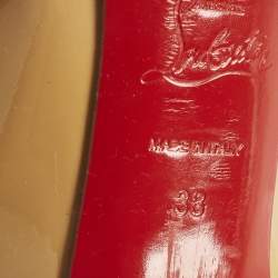 مملوكة مسبقًا حذاء كعب عالي كريستيان لوبوتان بيغال بلاتو جلد لامع بيج مقاس 38