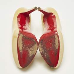 Pre Owned حذاء منصة كعب عالي ك�ريستيان لوبوتان بيانكا جلد براءات اختراع أصفر مقاس 38.5