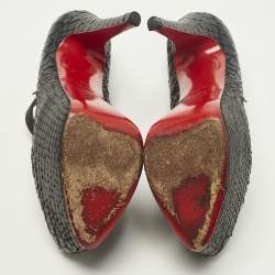 مملوكة مسبقًا حذاء كعب عالي كريستيان لوبوتان لادي داف ماري جين سويدي أسود مقاس 40