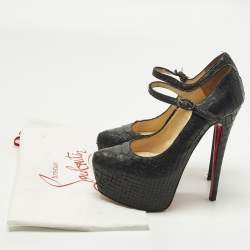 مملوكة مسبقًا حذاء كعب عالي كريستيان لوبوتان لادي داف ماري جين سويدي أسود مقاس 40