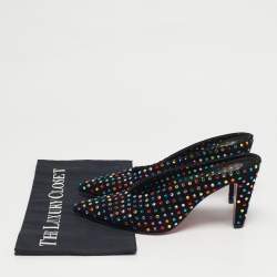 مملوكة مسبقًا حذاء كعوب كريستيان لوبوتان فيريفيه ستراس بوم كريستال متعدد الألوان شاموا أسود مقاس 38.5