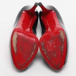 Pre Owned Christian Louboutin Very Prive Size 38 Black Patent Leather Peep Toe Pumps