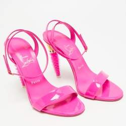 مملوكة مسبقًا Christian Louboutin Lipgloss Size 39 Fuchsia Patent Leather Ankle Strap Sandals