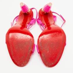 مملوكة مسبقًا Christian Louboutin Lipgloss Size 39 Fuchsia Patent Leather Ankle Strap Sandals