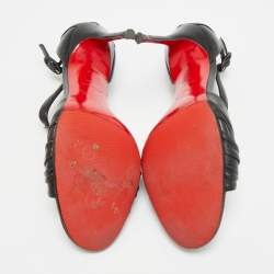 Pre Owned حذاء كعب عالي كريستيان لوبوتان كروس بليك دورساي لامع أسود مقاس 39