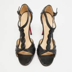 Pre Owned حذاء كعب عالي كريستيان لوبوتان كروس بليك دورساي لامع أسود مقاس 39