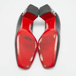 مملوكة مسبقًا Christian Louboutin Donna Size 39 Black Leather Spike Block Heel Pumps