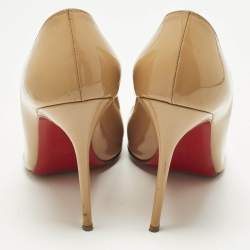 مملوكة مسبقًا Christian Louboutin So Kate Size 38.5 Beige Patent Leather Pumps