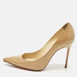مملوكة مسبقًا Christian Louboutin So Kate Size 38.5 Beige Patent Leather Pumps