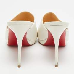 مملوكة مسبقًا Christian Louboutin Submuline Size 39 White Leather Mules