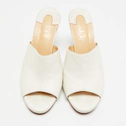 مملوكة مسبقًا Christian Louboutin Submuline Size 39 White Leather Mules