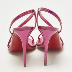 Pre Owned Christian Louboutin Rosalie Size 36 Pink Iridescent Leather Slingback Sandals