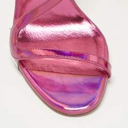 Pre Owned Christian Louboutin Rosalie Size 36 Pink Iridescent Leather Slingback Sandals