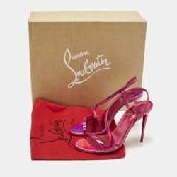 Pre Owned Christian Louboutin Rosalie Size 36 Pink Iridescent Leather Slingback Sandals