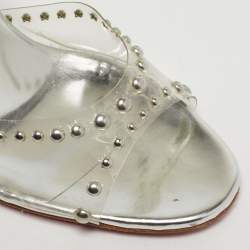 Pre Owned صندل كريستيان لوبوتان بي في سي فضي أيقون إيه كلوس سيور الكاحل مقاس 38.5