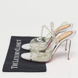 Pre Owned صندل كريستيان لوبوتان بي في سي فضي أيقون إيه كلوس سيور الكاحل مقاس 38.5