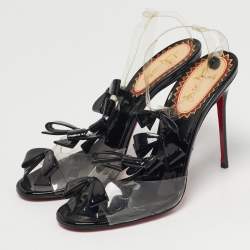 مملوكة مسبقًا صندل بحزام للكاحل كريستيان لوبوتان بومبينا بامبيلا جلد فضي مقاس 39