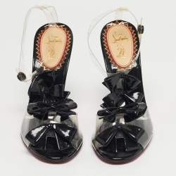 مملوكة مسبقًا صندل بحزام للكاحل كريستيان لوبوتان بومبينا بامبيلا جلد فضي مقاس 39