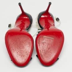 مملوكة مسبقًا صندل بحزام للكاحل كريستيان لوبوتان بومبينا بامبيلا جلد فضي مقاس 39