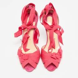 مملوكة مسبقًا Christian Louboutin Christeriva Size 38 Two Tone Canvas and Suede Ankle Strap Sandals