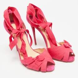 مملوكة مسبقًا Christian Louboutin Christeriva Size 38 Two Tone Canvas and Suede Ankle Strap Sandals