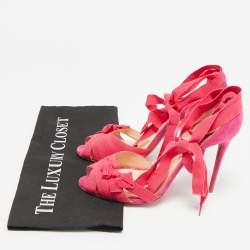 مملوكة مسبقًا Christian Louboutin Christeriva Size 38 Two Tone Canvas and Suede Ankle Strap Sandals