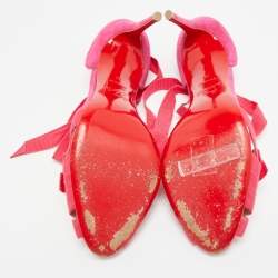 مملوكة مسبقًا Christian Louboutin Christeriva Size 38 Two Tone Canvas and Suede Ankle Strap Sandals