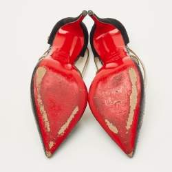 مملوكة مسبقًا حذاء كعب عالي كريستيان لوبوتان "ماتليز" جلد بايثون أسود وجلد سويدي مقاس 38