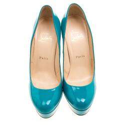 Christian Louboutin Green Patent Leather Bianca Platform Pumps Size 37.5