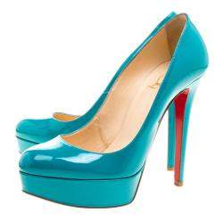 Christian Louboutin Green Patent Leather Bianca Platform Pumps Size 37.5