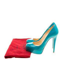 Christian Louboutin Green Patent Leather Bianca Platform Pumps Size 37.5