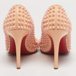 مملوكة مسبقًا حذاء كعب عالي كريستيان لوبوتان بيغال جلد وردي لامع مقاس 35.5