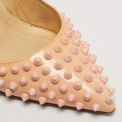 مملوكة مسبقًا حذاء كعب عالي كريستيان لوبوتان بيغال جلد وردي لامع مقاس 35.5