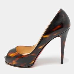 مملوكة مسبقًا Christian Louboutin Very Prive Size 39 Multicolor Patent Leather Peep Toe Pumps