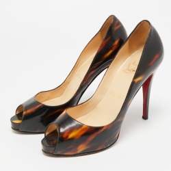 مملوكة مسبقًا Christian Louboutin Very Prive Size 39 Multicolor Patent Leather Peep Toe Pumps