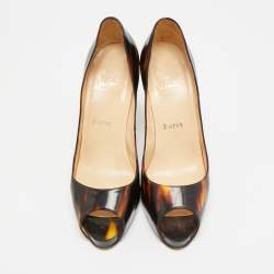 مملوكة مسبقًا Christian Louboutin Very Prive Size 39 Multicolor Patent Leather Peep Toe Pumps