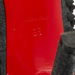 Pre Owned Christian Louboutin Pigalle Spikes Size 38 Grey Wool Pumps