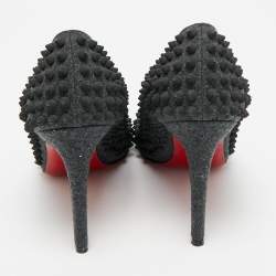 Pre Owned Christian Louboutin Pigalle Spikes Size 38 Grey Wool Pumps