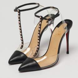 مملوكة مسبقًا Christian Louboutin Nosy Size 39 Transparent Leather and PVC Spike T-Strap Slingback Pumps