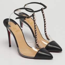 مملوكة مسبقًا Christian Louboutin Nosy Size 39 Transparent Leather and PVC Spike T-Strap Slingback Pumps