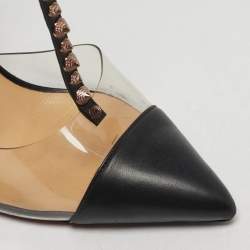 مملوكة مسبقًا Christian Louboutin Nosy Size 39 Transparent Leather and PVC Spike T-Strap Slingback Pumps