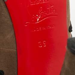 مملوكة مسبقًا Christian Louboutin Very Prive Size 39 Grey/Black Suede and Lace Embroidered Peep Toe Pumps